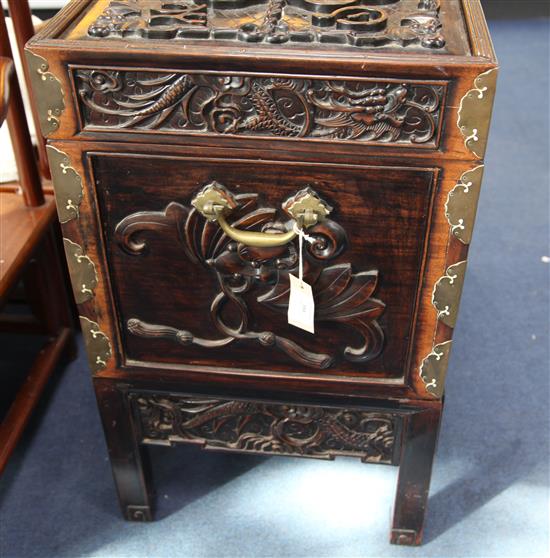 A Chinese zhangmu dragon chest, late 19th / early 20th century, W.79cm H.76cm D.47cm